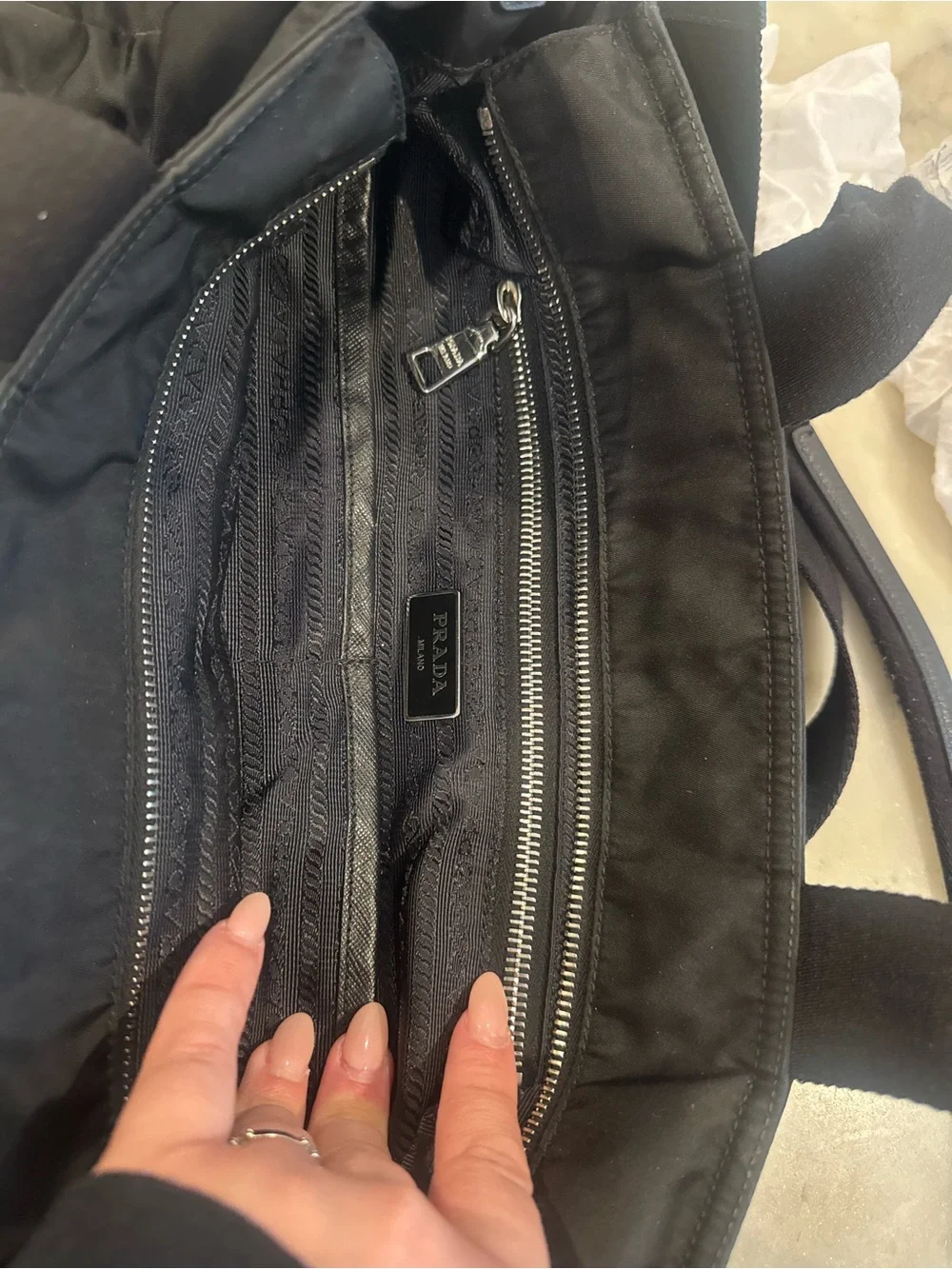 Prada Black Re-Nylon Baby Bag authentic